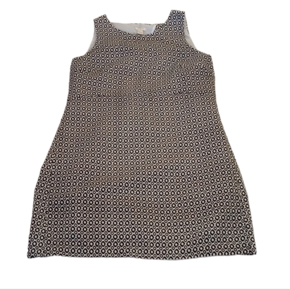 J Crew Womens Dress Sz 8 Black & White Geometric Print Sleeveless Split Back